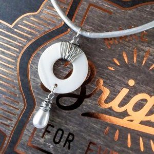 Mother of Pearl, Pearl Teardrop Leather Necklace